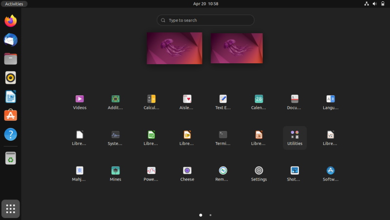 ubuntu 22 04 application view