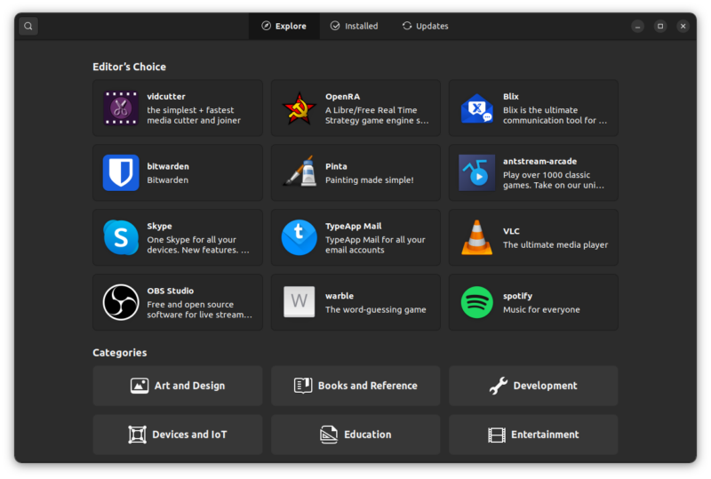 Explore applications section in Ubuntu Software Center