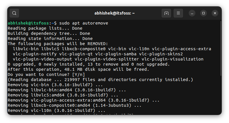 autoremove vlc ubuntu