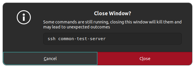 warning in new gnome console