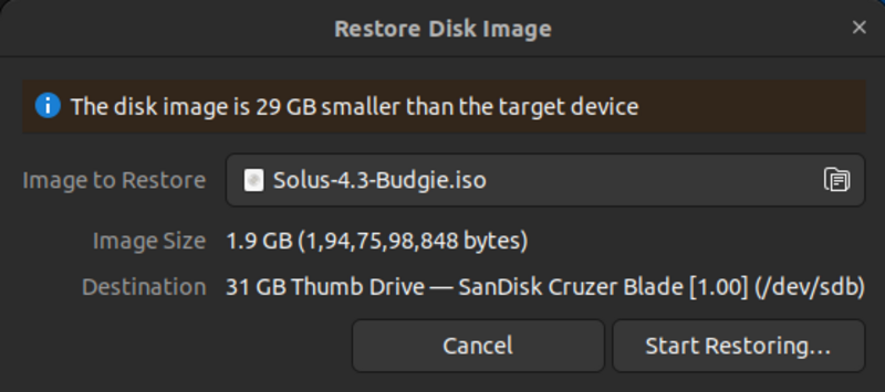 gnome disk select image file