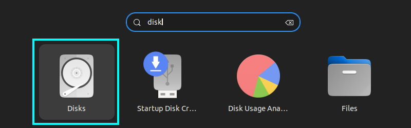 gnome disks in overview