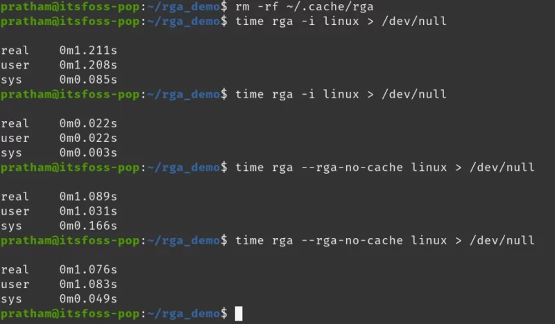 Automatic caching done by rga