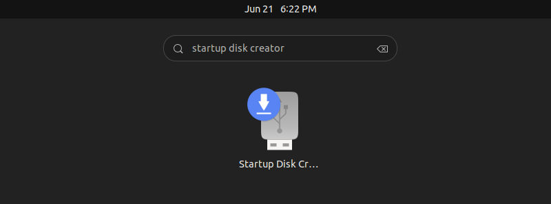 startup disk creator in overview