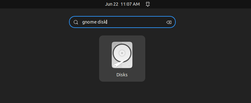 gnome disk in overview