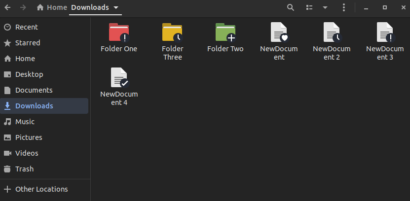 folder and file emblem in nautilus