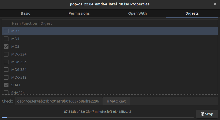 nautilus checking hash progress