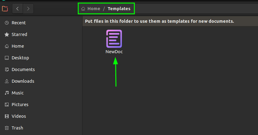 nautilus empty file in templates directory