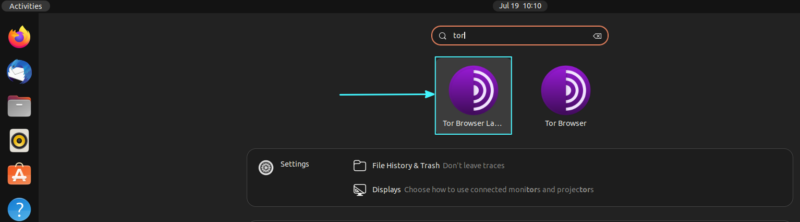 tor browser launcher in overview 1