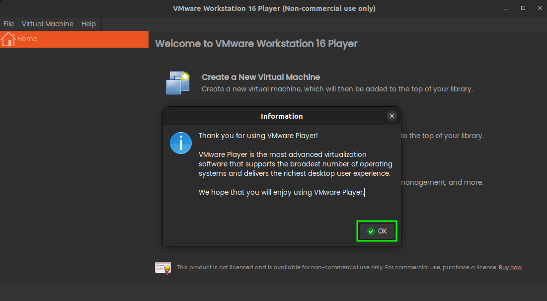 vmware installer finished