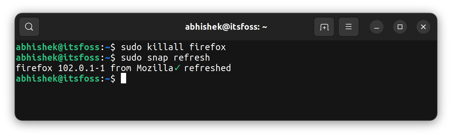 firefox snap update ubuntu