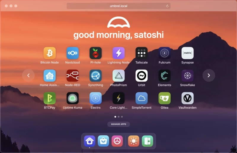 The Umbrel web GUI (taken from umbrel.com)