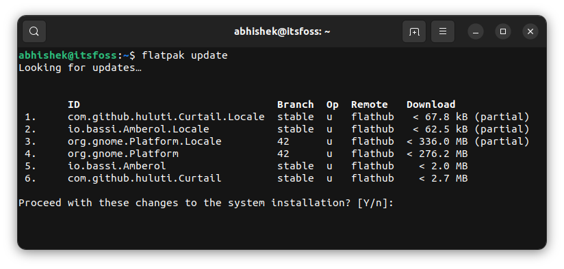 update flatpak applications