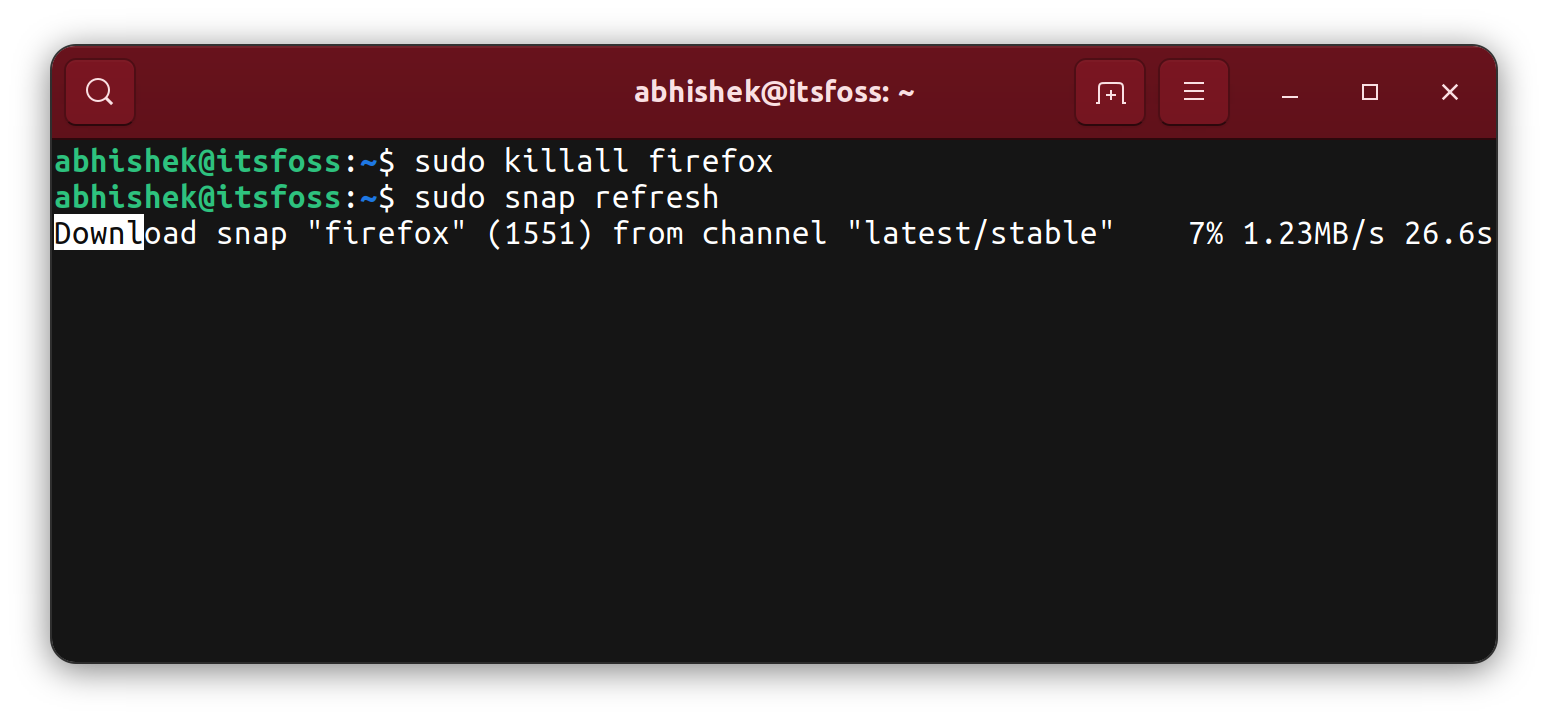 updating firefox snap package ubuntu