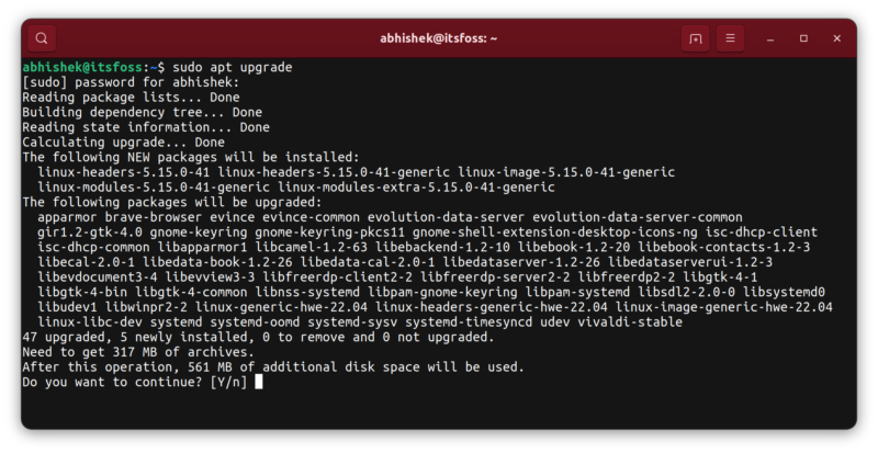 Upgrade all packages in Ubuntu with apt command