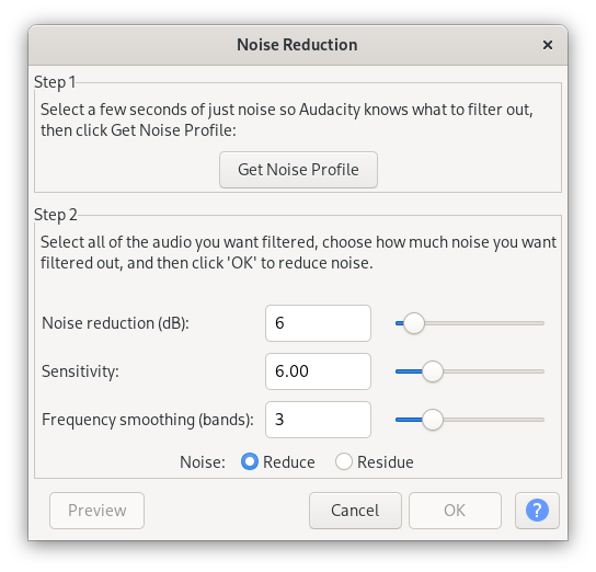 Noise Reduction in Audacity