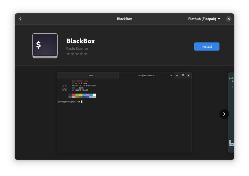 Installing Blackbox from GNOME Software