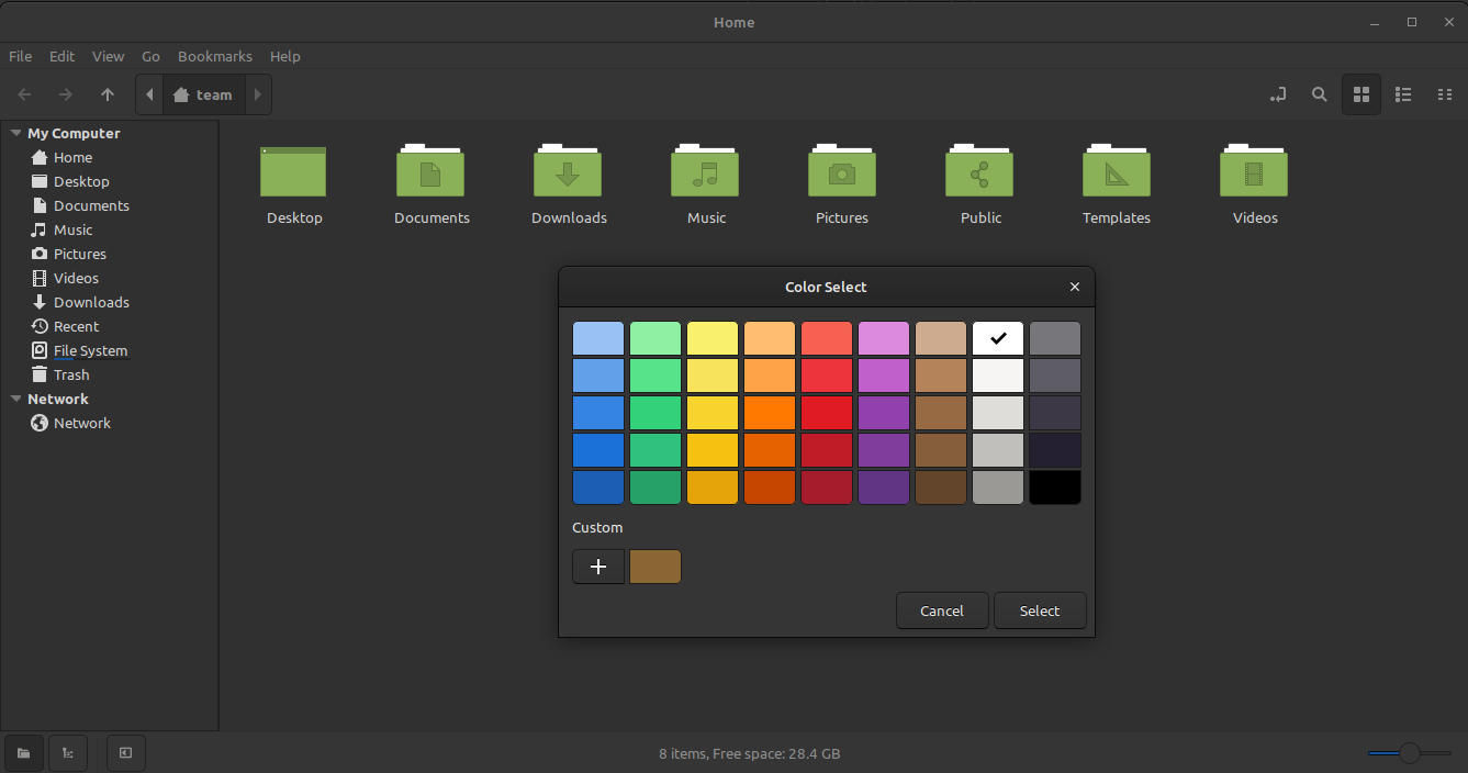 color select with zenity
