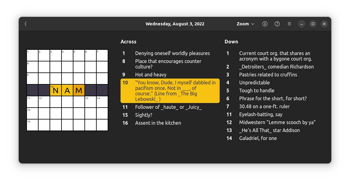 daily corssword puzzle