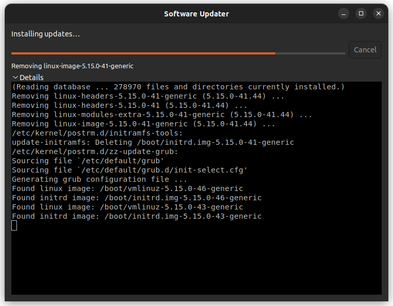 delete old kernel using software updater ubuntu