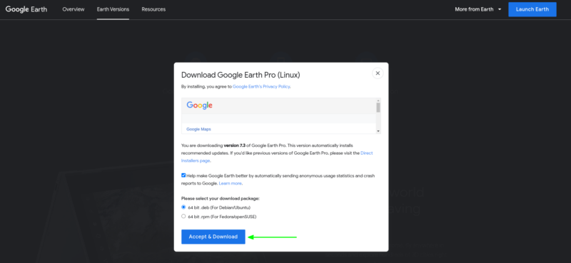 download google earth deb package for ubuntu linux