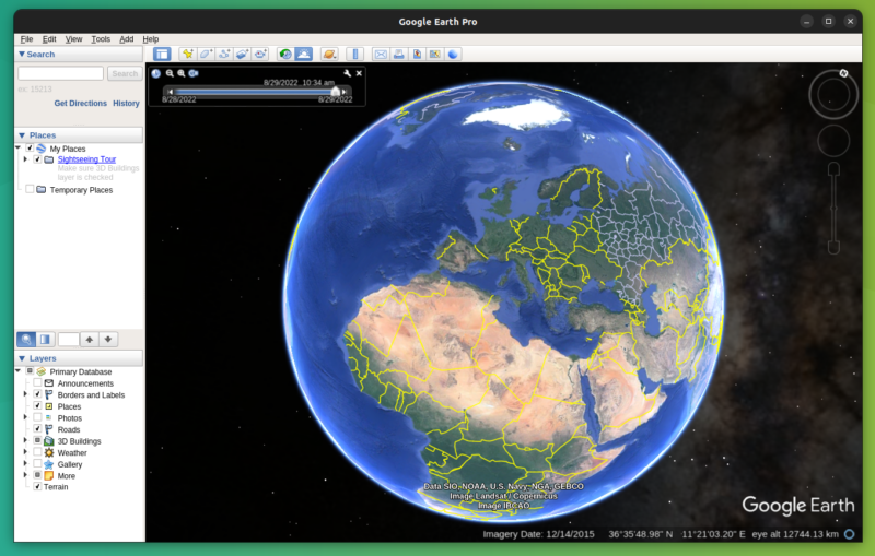 google earth home view in ubuntu linux