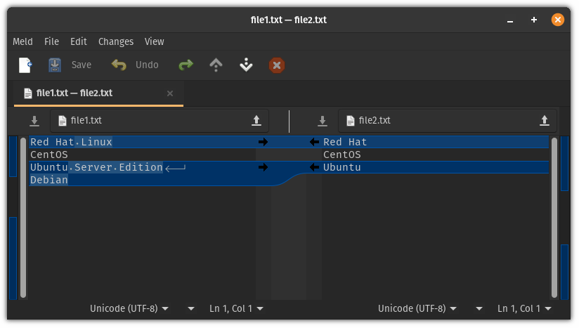 meld diff tool show line numbers