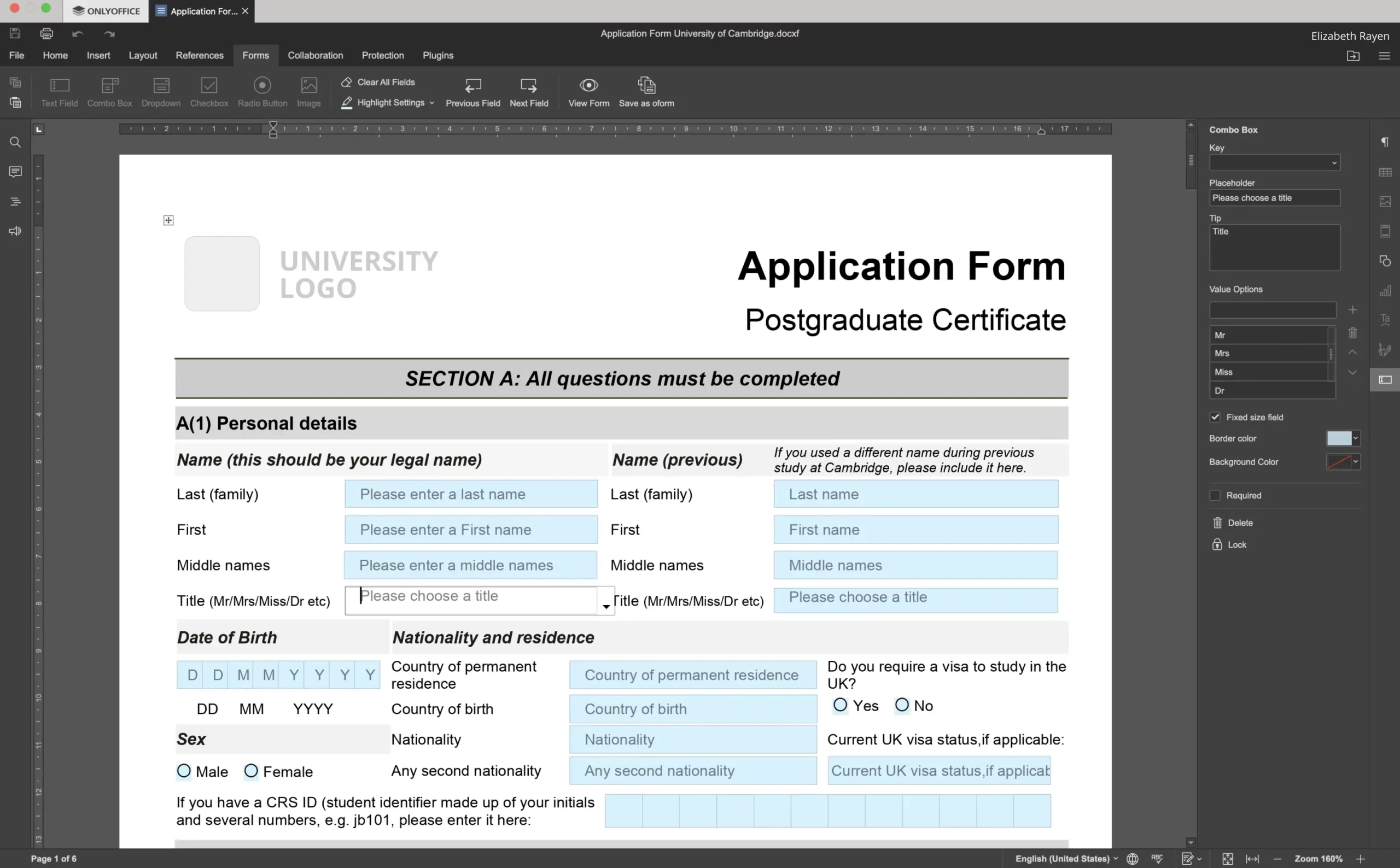 onlyoffice form creator
