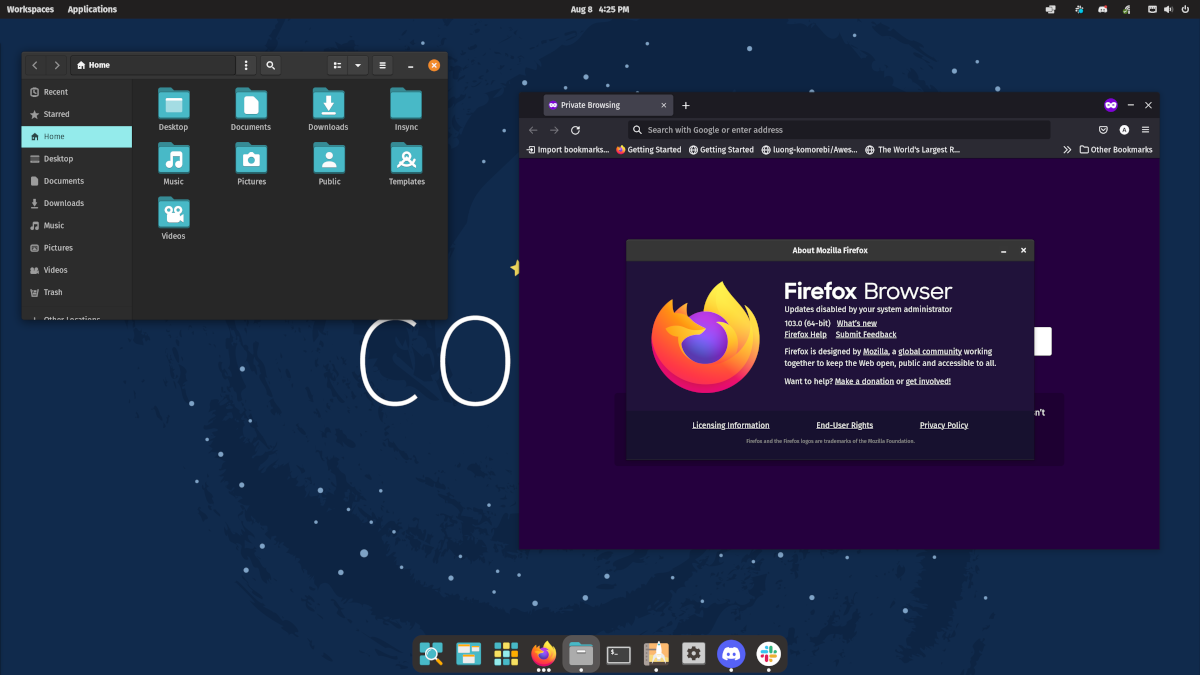 a screenshot of pop os desktop