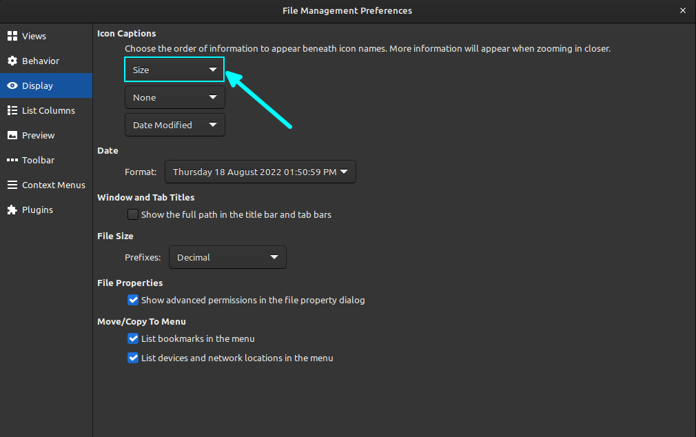 show folder item count and file sizes in nemo preferences