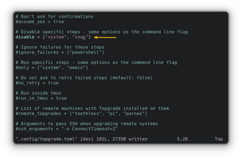 configuring topgrade