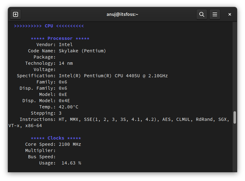 CPU-X coredump on GNOME Terminal