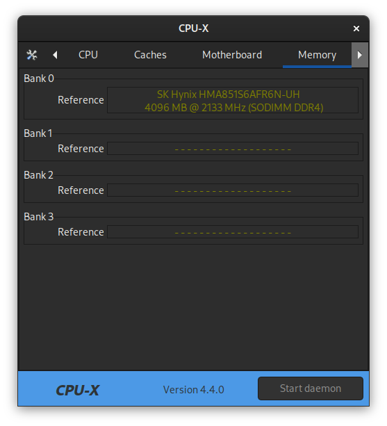 CPU-X showing information about RAM