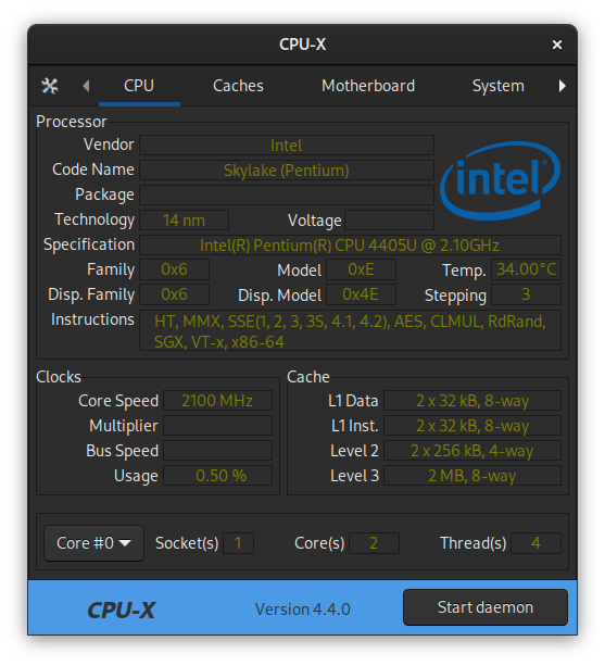 CPU-X running without Daemon