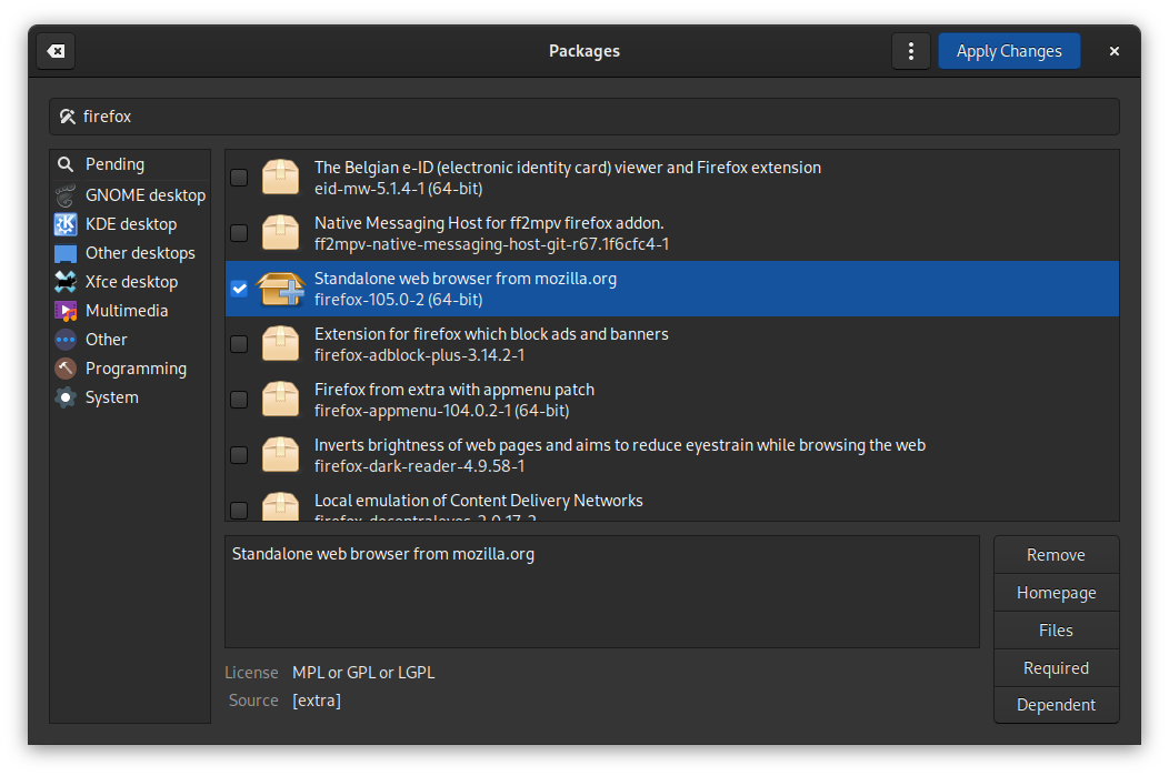 GUI Apps for Package Management in Arch Linux