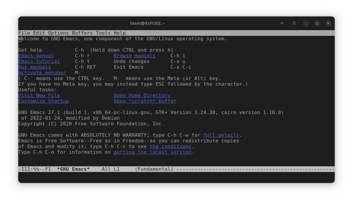 gnu emacs text editor