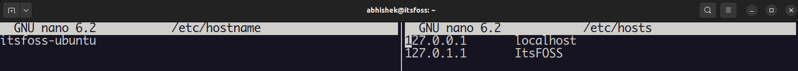 hosts and hostname files containing current hostname