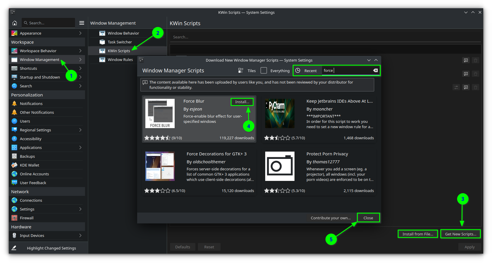 install kwin scripts through kde plasma system settings