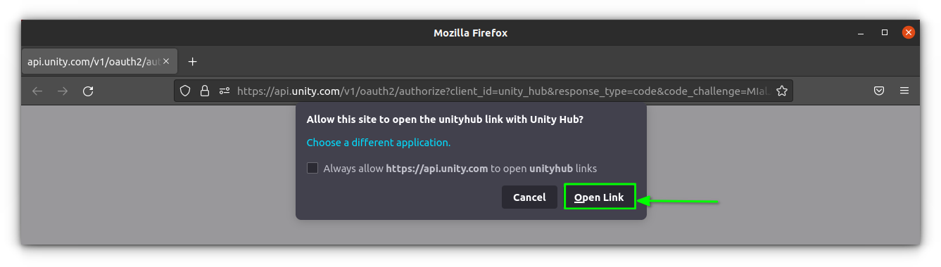 open link with unity hub application