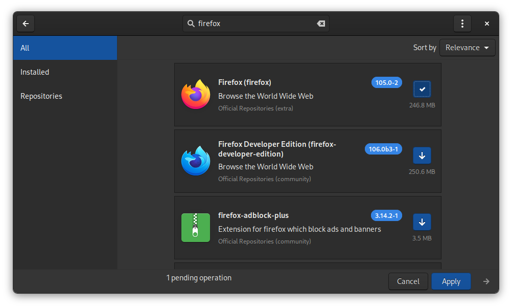 GUI Apps for Package Management in Arch Linux