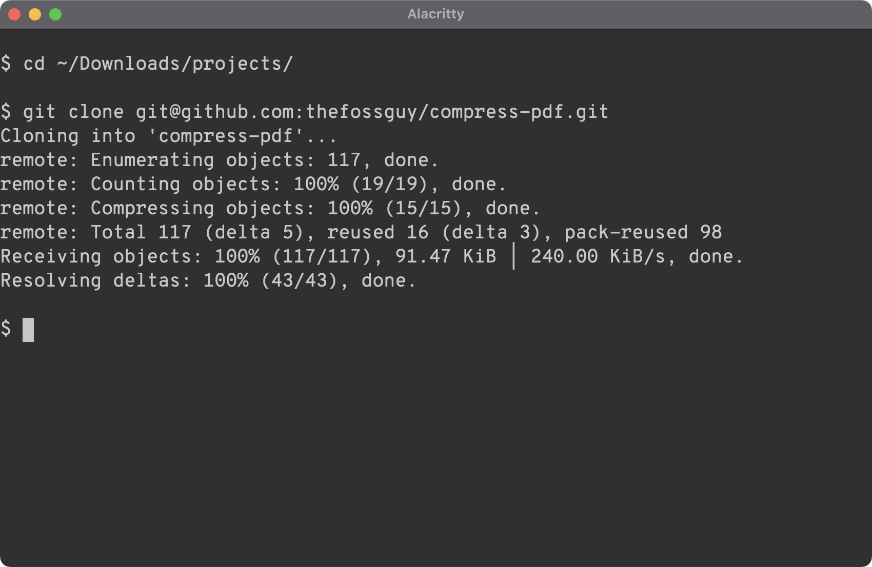 Cloning the forked repository