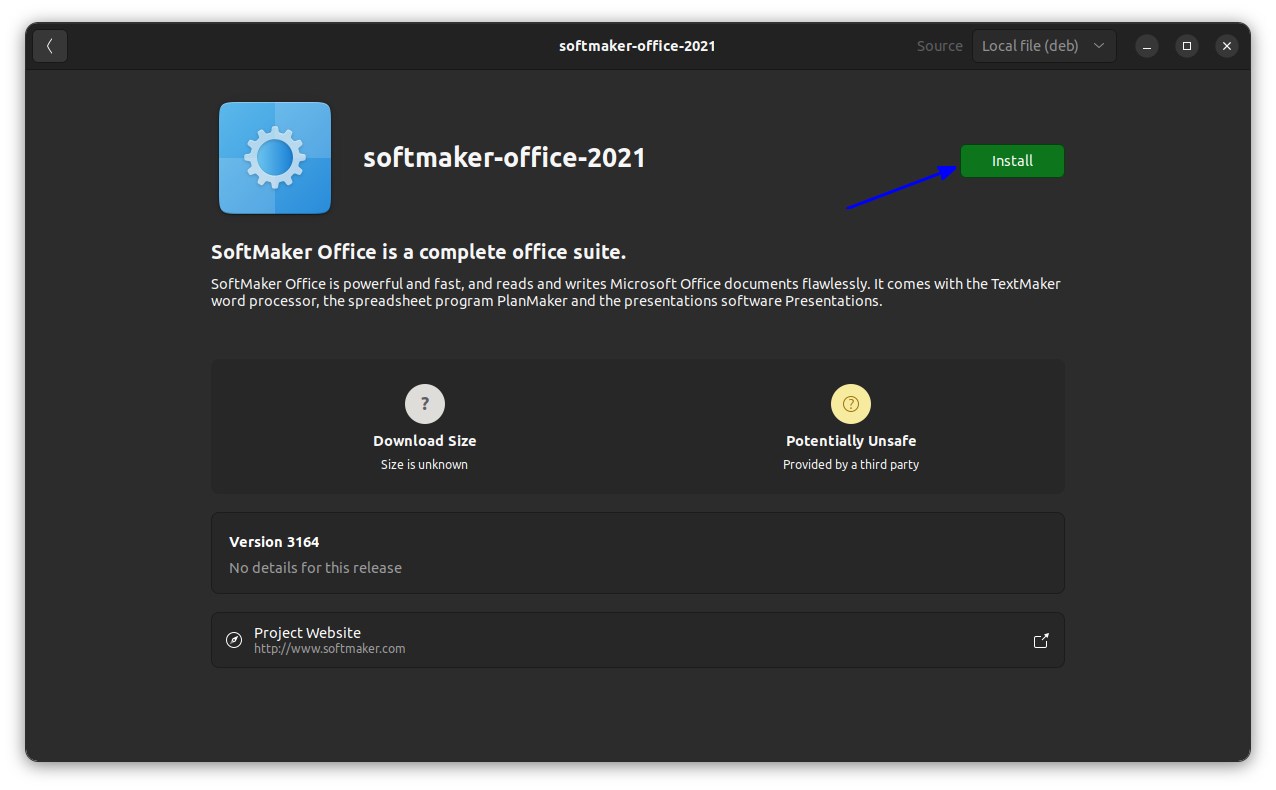 install softmaker office through ubuntu software 1