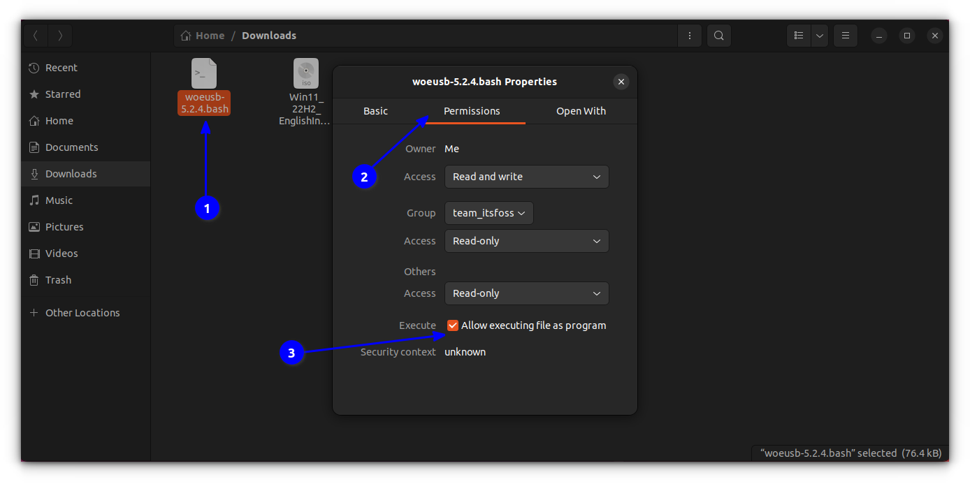 make woeusb script executable