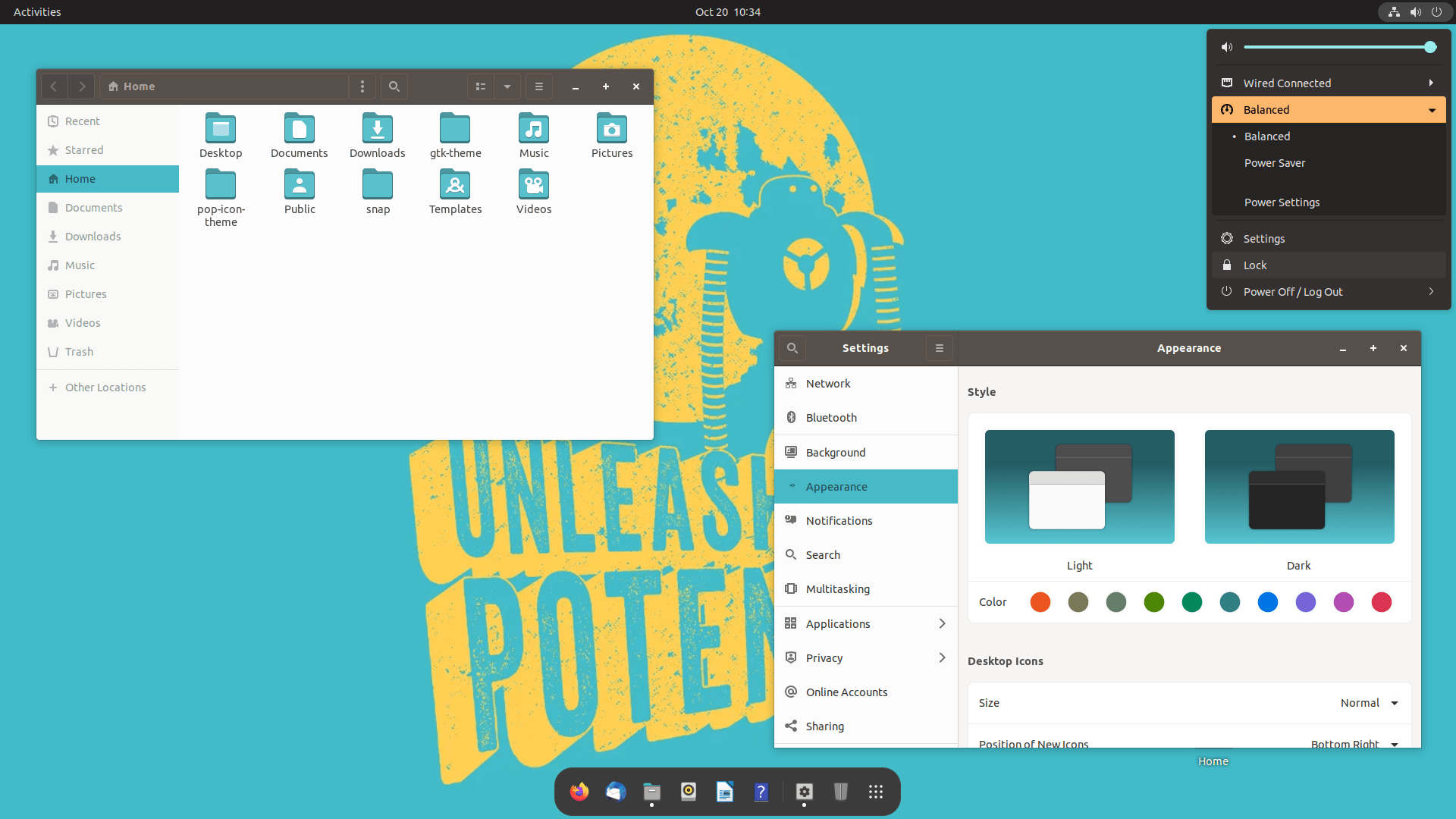 pop os theme and icon applied to ubuntu