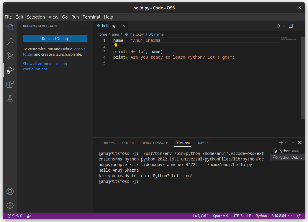 python ide vscode