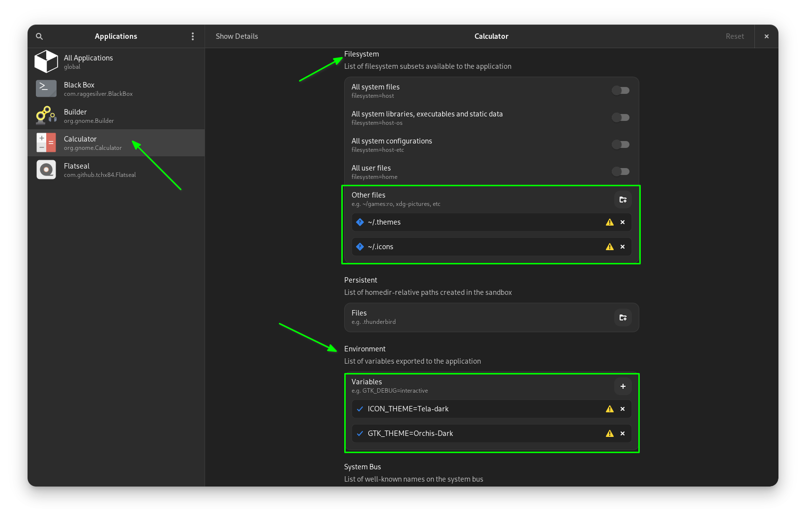 setting themes for flatpak apps on an individual basis through flatseal