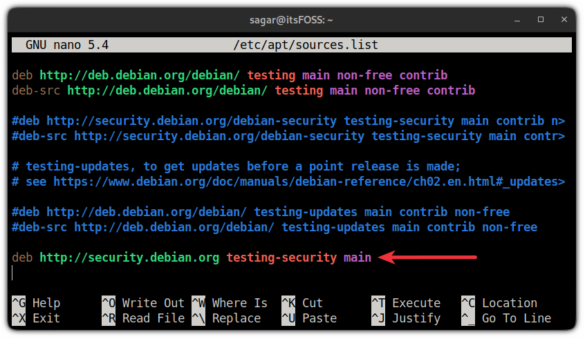 2. add line to keep track of testing in debian