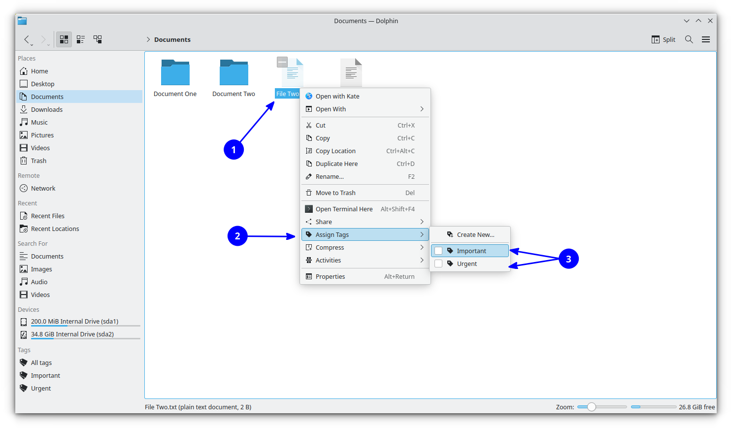 add an existing tag to a file using right click context menu