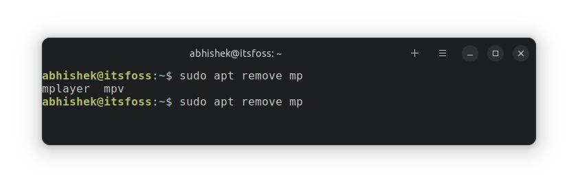 apt remove tab completion