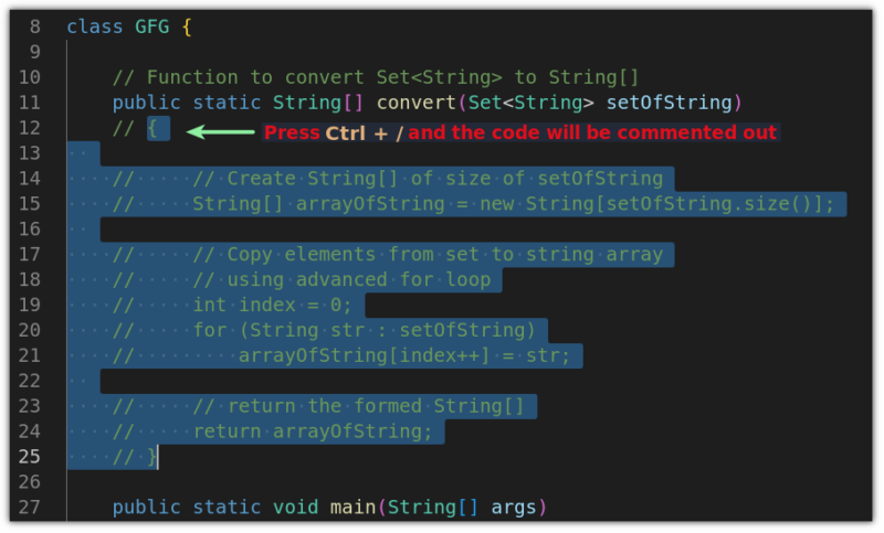 how to comment multi line in vscode